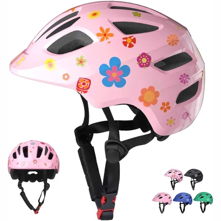 XJD Adjustable Toddler Bike Helmet – Pink Flowers